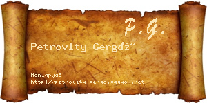 Petrovity Gergő névjegykártya